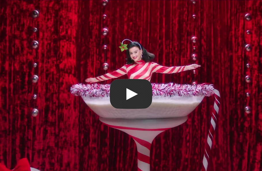 Katy Perry Wears Custom Bijou Van Ness Mistletoe Headpiece for Cozy Little Christmas Music