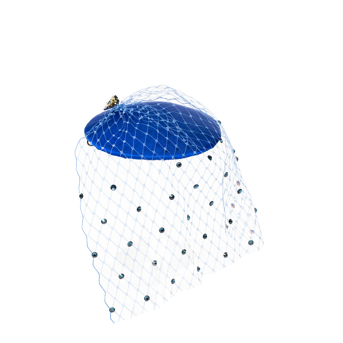 Blue Fascinator with Swarovski Veil - Bijou Van Ness