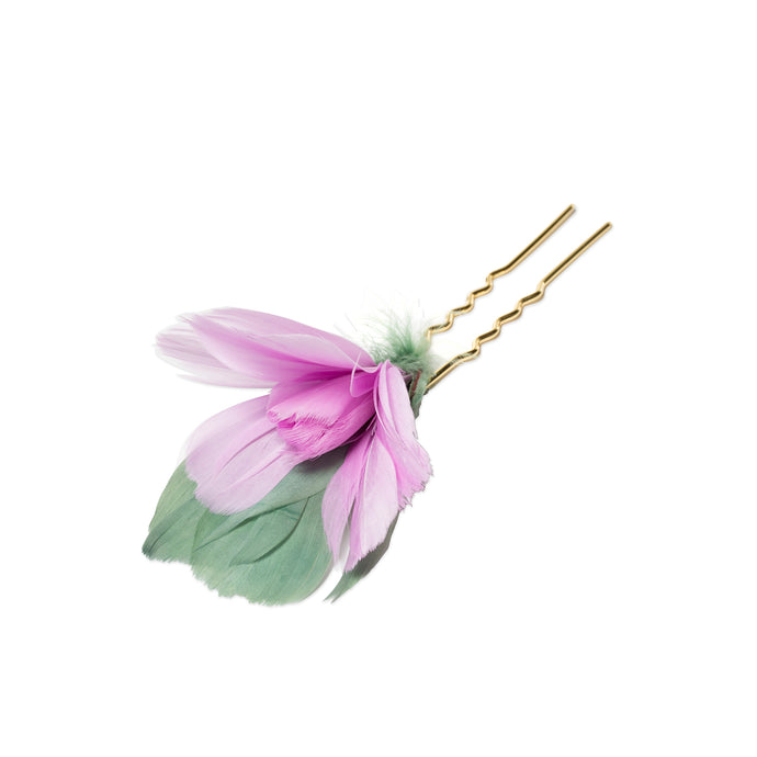 Feather Flower Hairpin, Pink - Bijou Van Ness