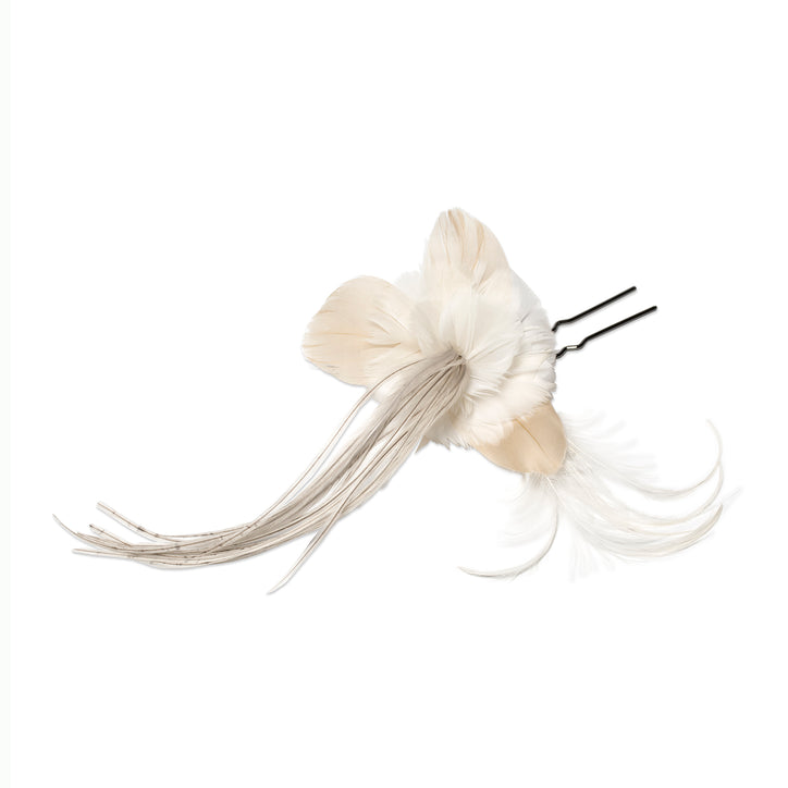 Feather Flower Hairpin, Ivory - Bijou Van Ness